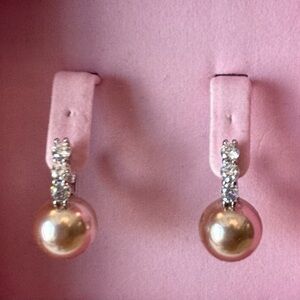 Pearl and Silver Crystal Earrings